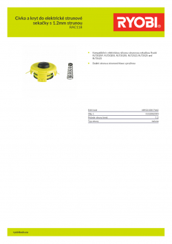 RYOBI RAC118 Cívka a kryt do elektrické strunové sekačky s 1.2mm strunou 5132002590 A4 PDF