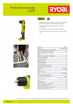 RYOBI RAD1801 18V Akumulátorová pravoúhlá vrtačka 5133001166 A4 PDF