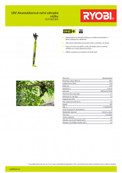 RYOBI OLP1832BX 18V Akumulátorové ruční zahradní nůžky 5133004392 A4 PDF