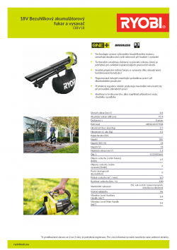 RYOBI OBV18 18V Bezuhlíkový akumulátorový fukar a vysavač 5133003661 A4 PDF