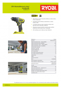 RYOBI R18DD2 18V Akumulátorový vrtací šroubovák 5133003816 A4 PDF