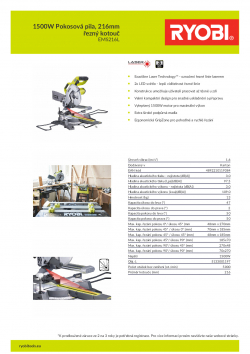 RYOBI EMS216L 1500W Pokosová pila, 216mm řezný kotouč 5133001197 A4 PDF