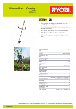 RYOBI RBC1820B 18V Akumulátorový křovinořez s řidítky 5133002619 A4 PDF