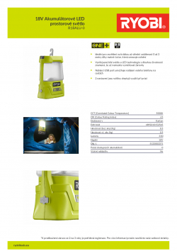 RYOBI R18ALU 18V Akumulátorové LED prostorové světlo 5133003371 A4 PDF