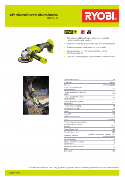 RYOBI R18AG 18V Akumulátorová úhlová bruska 5133001903 A4 PDF