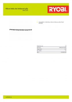 RYOBI RAC250 40cm řetěz do řetězové pily 5132002785 A4 PDF