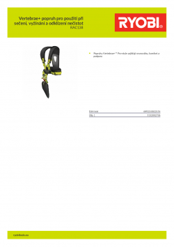 RYOBI RAC138 Vertebrae+ popruh pro použití při sečení, vyžínání a odklízení nečistot 5132002706 A4 PDF