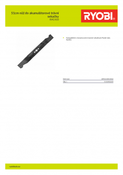 RYOBI RAC410 51cm nůž do akumulátorové trávní sekačky 5132002633 A4 PDF