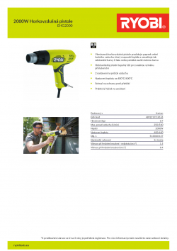 RYOBI EHG2000 2000W Horkovzdušná pistole 5133001137 A4 PDF