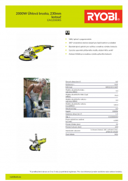 RYOBI EAG2000 2000W Úhlová bruska, 230mm kotouč 5133000550 A4 PDF