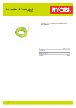 RYOBI RAC131 1.3mm univerzální struna (25m) 5132002624 A4 PDF