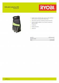 RYOBI RAC811M Záhradní rukavice (M) 5132002992 A4 PDF