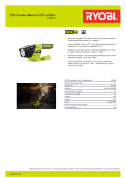 RYOBI R18T 18V Akumulátorová LED svítilna 5133003373 A4 PDF