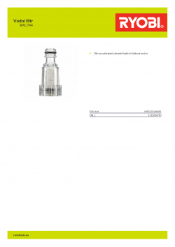 RYOBI RAC744 Vodní filtr 5132004790 A4 PDF