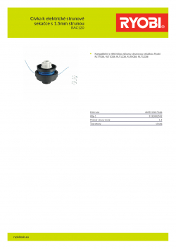 RYOBI RAC120 Cívka k elektrické strunové sekačce s 1.5mm strunou 5132002592 A4 PDF