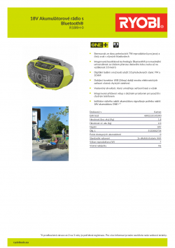 RYOBI R18RH 18V Akumulátorové rádio s Bluetooth® 5133002734 A4 PDF