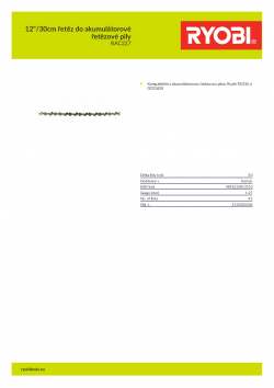 RYOBI RAC227 12"/30cm řetěz do akumulátorové řetězové pily 5132002436 A4 PDF