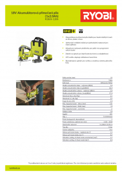 RYOBI R18JS 18V Akumulátorová přímočará pila (1x2.0Ah) 5133004232 A4 PDF