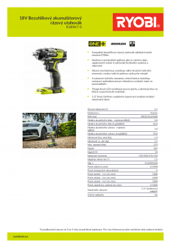 RYOBI R18IW7 18V Bezuhlíkový akumulátorový rázový utahovák 5133004220 A4 PDF