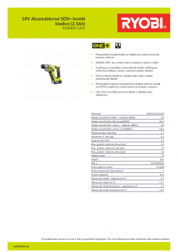 RYOBI R18SDS 18V Akumulátoroé SDS+ kombi kladivo (2.5Ah) 5133003818 A4 PDF