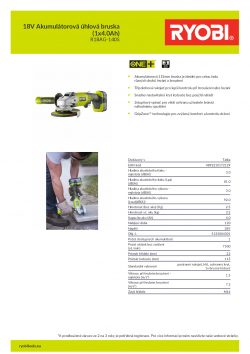 RYOBI R18AG 18V Akumulátorová úhlová bruska (1x4.0Ah) 5133004301 A4 PDF