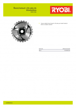 RYOBI RAC136 Řezný kotouč s 26 zuby do křovinořezu 5132002763 A4 PDF