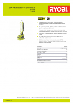 RYOBI R18ALP 18V Akumulátorové prostorové světlo 5133004424 A4 PDF