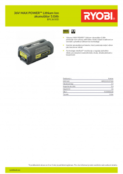RYOBI BPL3650D 36V MAX POWER™ Lithium-Ion akumulátor 5.0Ah 5133002166 A4 PDF