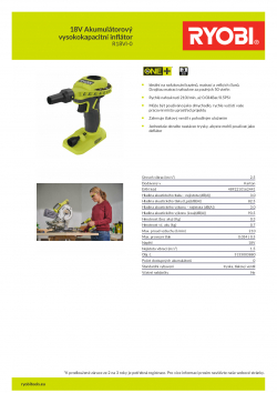 RYOBI R18VI 18V Akumulátorový vysokokapacitní inflátor 5133003880 A4 PDF