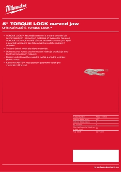 MILWAUKEE Upínací kleště 5 ″ TORQUE LOCK™ zakřivené čelisti 4932472263 A4 PDF
