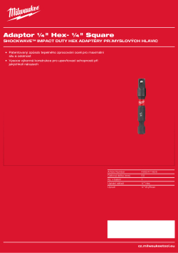 MILWAUKEE Adaptér ¼″ Hex na ¼″ čtyřhran DIN 3126 - E 6.3. 4932471826 A4 PDF