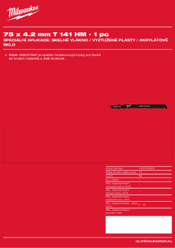 MILWAUKEE Special materials: Fibreglass, reinforced plastics, acrylic glass 4932399308 A4 PDF