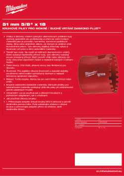 MILWAUKEE Diamond Max wet holesaws 49565645 A4 PDF