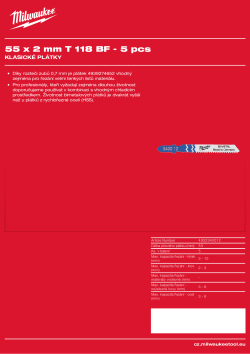 MILWAUKEE Metal: Traditional Blades 4932340012 A4 PDF