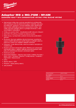 MILWAUKEE Adaptér pro M14F diamantová vrtáky do leštičky Milwaukee 4932472090 A4 PDF
