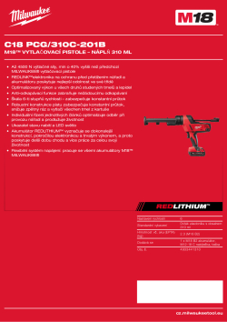 MILWAUKEE M18™ vytlačovací pistole náplň 310 ml 4933441310 A4 PDF