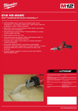 MILWAUKEE M12™ HACKZALL™ pilka na kov 4933441195 A4 PDF