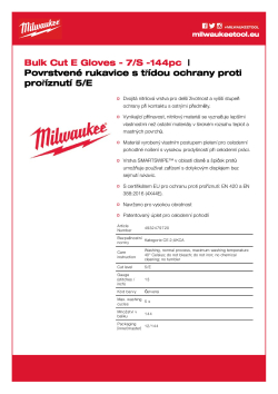 MILWAUKEE Rukavice s třídou ochrany proti proříznutí E velké balení 7/S - 144 ks 4932479720 A4 PDF