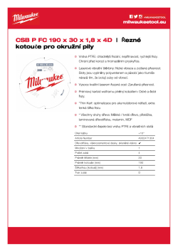 MILWAUKEE CSB P FC190 x 30 x 1.8 x 4D 4932471304 A4 PDF
