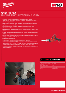 MILWAUKEE M18™ HACKZALL™ kompaktní pilka na kov 4933459575 A4 PDF