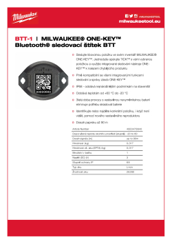 MILWAUKEE MILWAUKEE® ONE-KEY™ Bluetooth® sledovací štítek BTT 4933478640 A4 PDF
