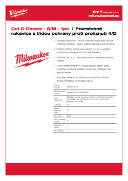 MILWAUKEE Rukavice s třídou ochrany proti proříznutí D - M/8 - 1 ks 4932479912 A4 PDF
