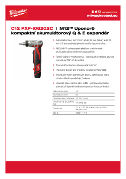 MILWAUKEE M12™ UPONOR™ subkompaktní expandér Q & E 4933381990 A4 PDF