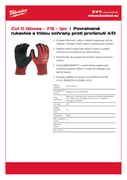 MILWAUKEE Rukavice s třídou ochrany proti proříznutí D - S/7 - 1 ks 4932479911 A4 PDF