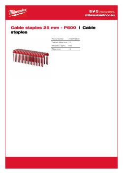 MILWAUKEE Spony pro uchycení elektrických kabelů 25mm-P600 4932479628 A4 PDF