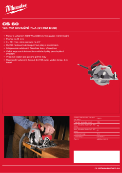 MILWAUKEE 184 mm okružní pila (61 mm DOC) 4933419225 A4 PDF