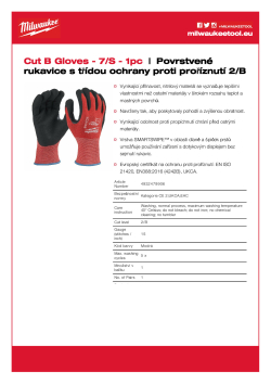 MILWAUKEE Rukavice s třídou ochrany proti proříznutí B S/7 - 1 ks 4932479906 A4 PDF