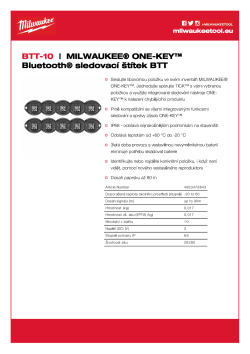 MILWAUKEE MILWAUKEE® ONE-KEY™ Bluetooth® sledovací štítek BTT - 10 ks 4933478643 A4 PDF