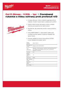 MILWAUKEE Rukavice s třídou ochrany proti proříznutí D - XXL/11 - 1 ks 4932479915 A4 PDF