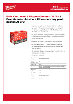 MILWAUKEE Rukavice s třídou ochrany proti proříznutí C velké balení XL/10 - 144 ks 4932479014 A4 PDF